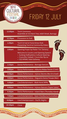 NPA Cultural Festival Timetable