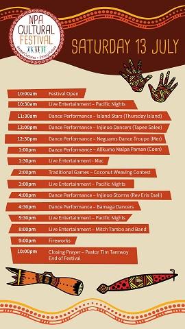 NPA Cultural Festival Timetable